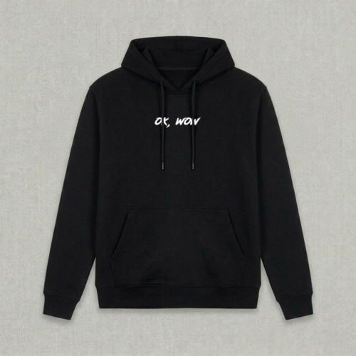 OK wow_Hoodie_schwarz_Front Hoodie "Ok, wow."